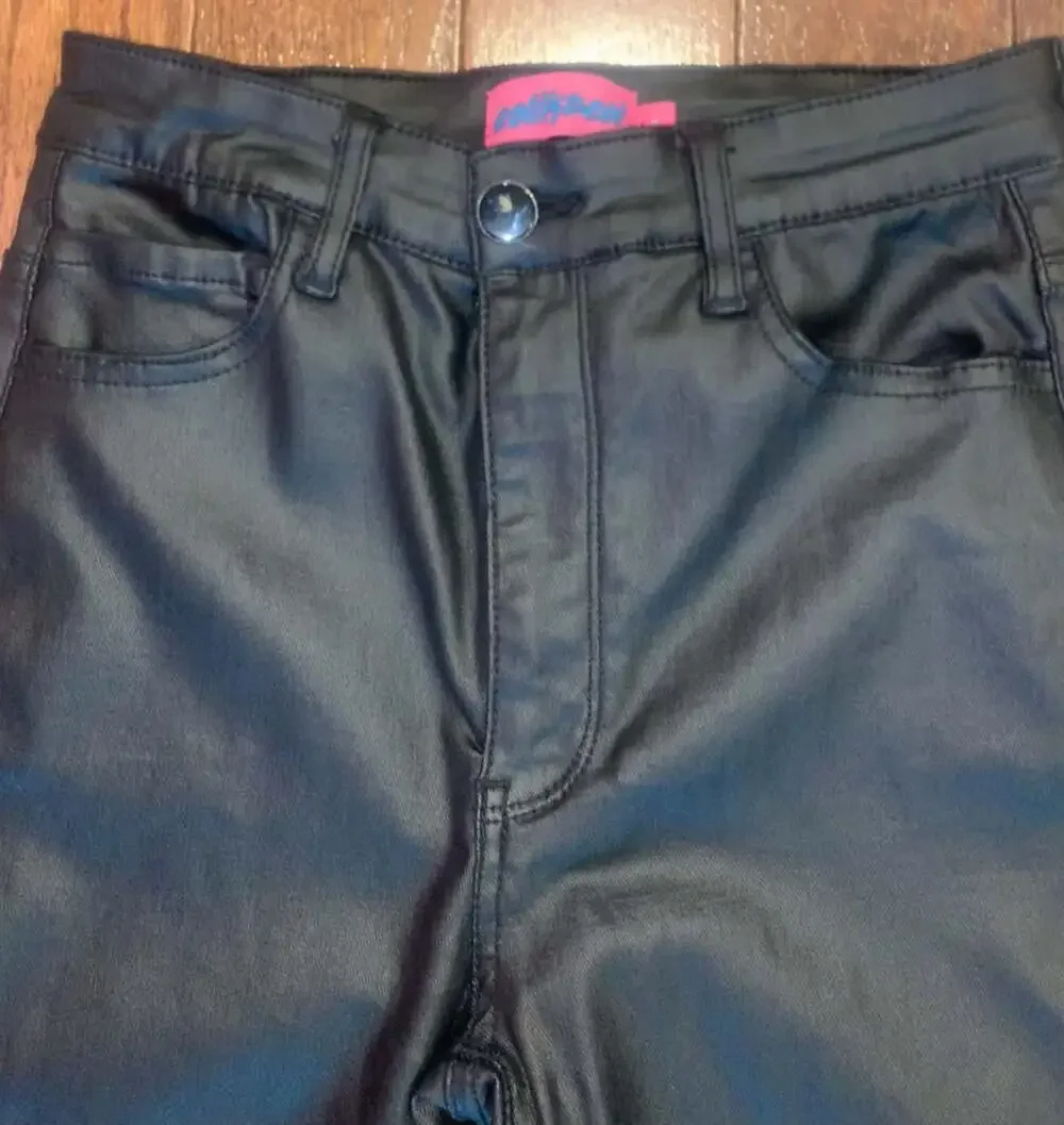 Edikted Black Faux Leather Flare Pants Size XS/S Y2K Indie Sleaze Goth Aesthetic